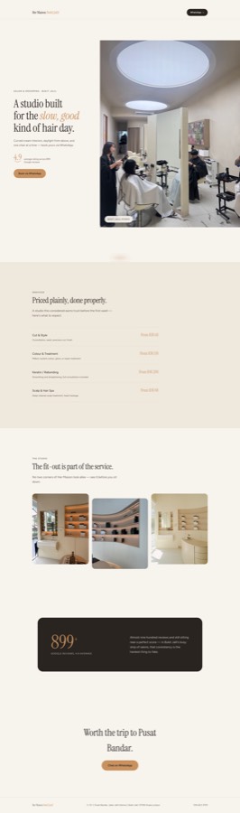 A real bespoke preview page generated for a beauty business