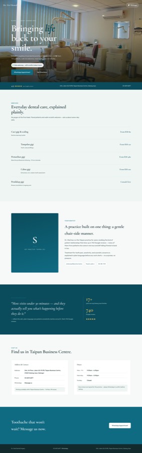 A real bespoke preview page generated for a dental clinic