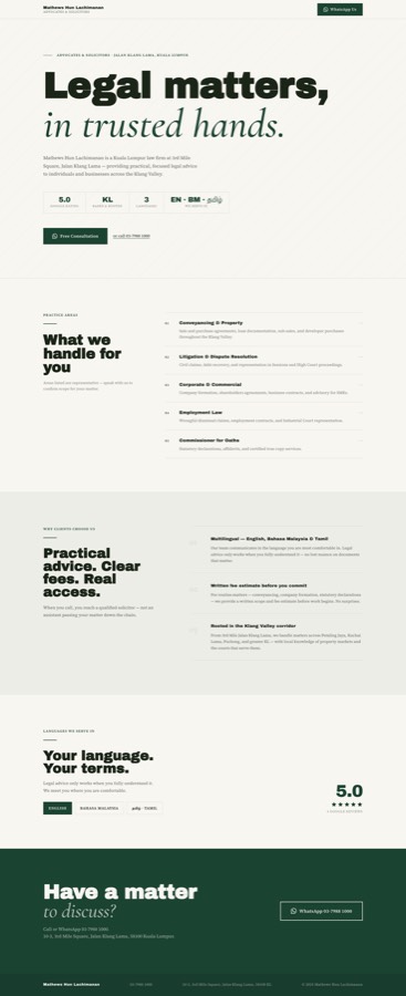 A real bespoke preview page generated for a law firm