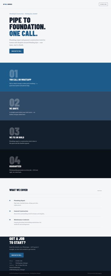 A real bespoke preview page generated for a trade business